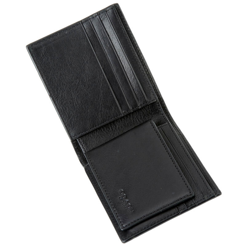 蔻驰(coach)奢侈品奥莱款男士钱包时尚商务休闲皮质短款对折钱包钱夹