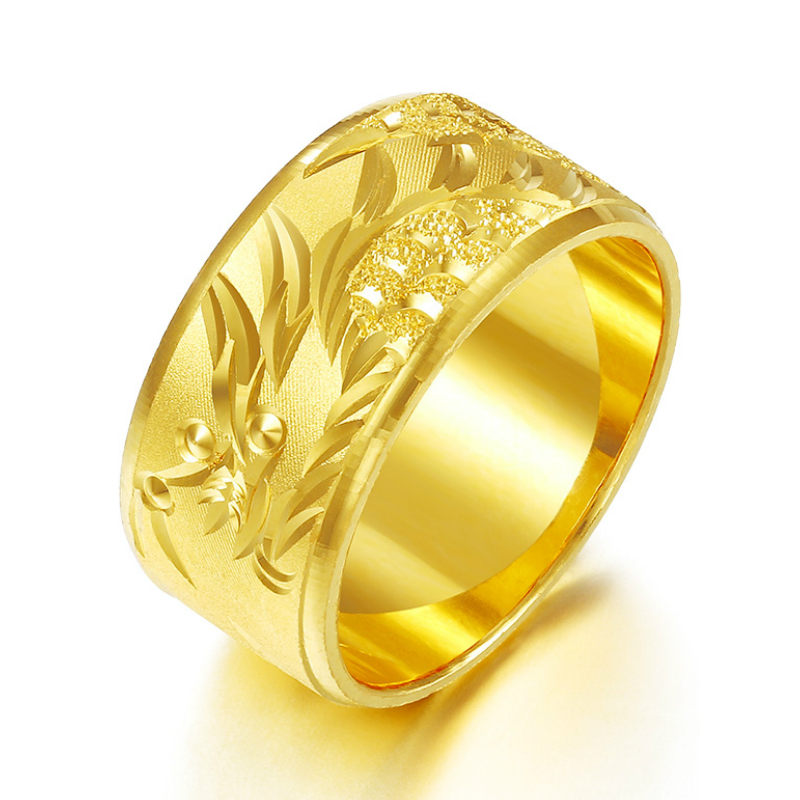 金大福(King tai fook)珠宝 黄金足金999宽版龙戒黄金戒指 男款足金戒指 EGRR00010