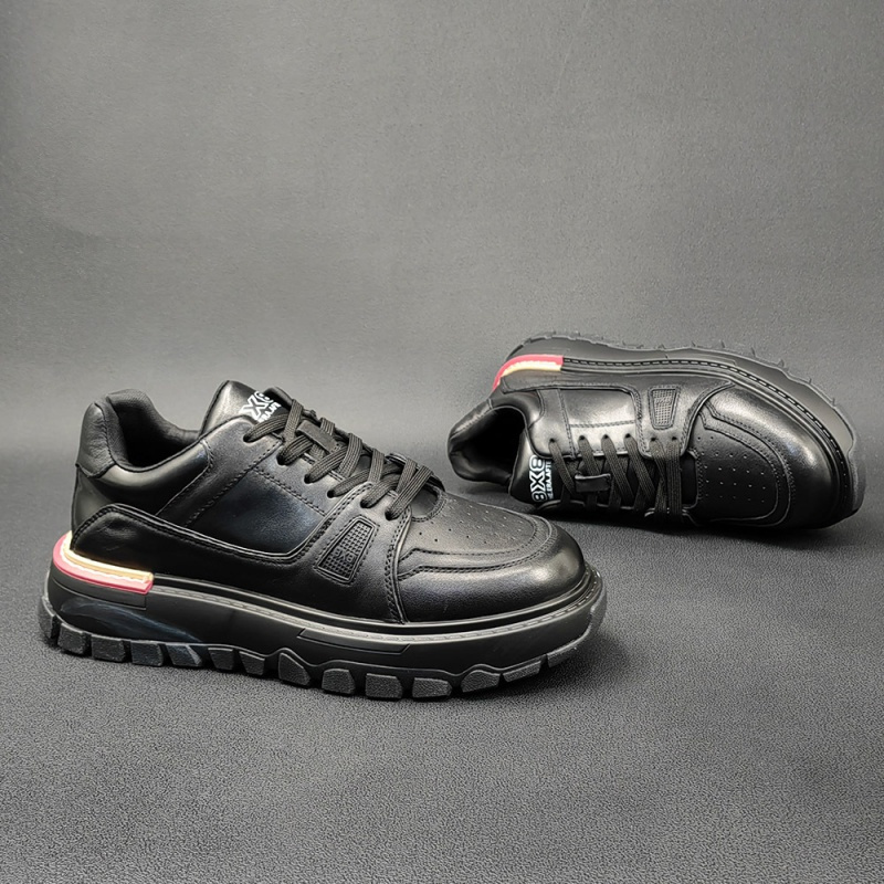 秋季鞋子男真皮增高鞋厚底板鞋男款潮鞋欧洲站男鞋头层牛皮休闲鞋