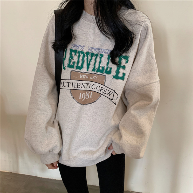 宽松圆领薄款长袖卫衣女潮秋季新款韩版学生外套上衣女装