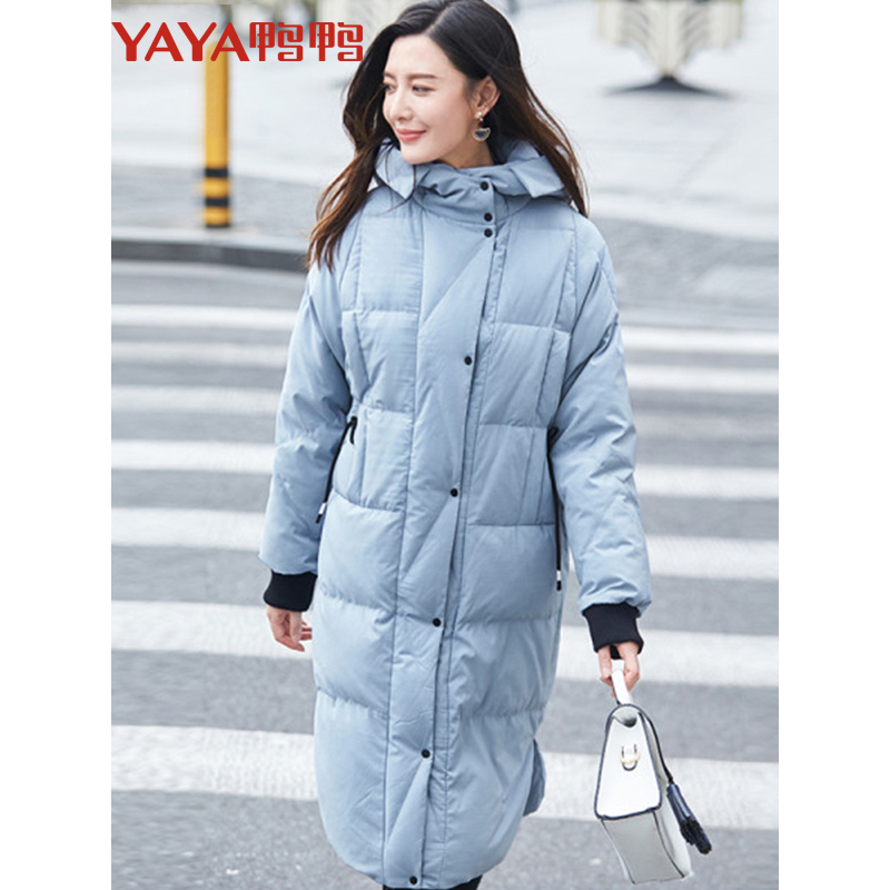 鸭鸭 秋冬新款女装韩版时尚宽松中长款连帽休闲羽绒服B-57685
