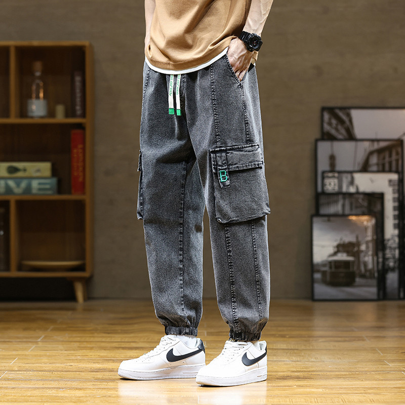 春秋大码牛仔裤男士加肥加大潮牌束脚裤子男款时尚宽松休闲哈伦裤