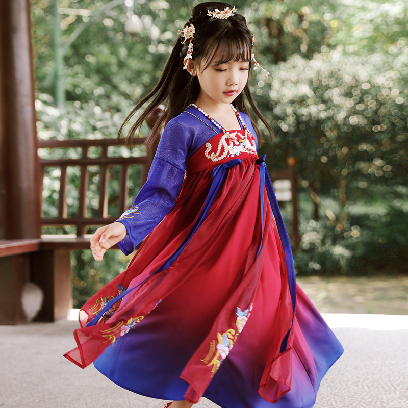 旗铂qibo忘川红长袖汉服中国风唐装超仙春装襦裙古装连衣裙