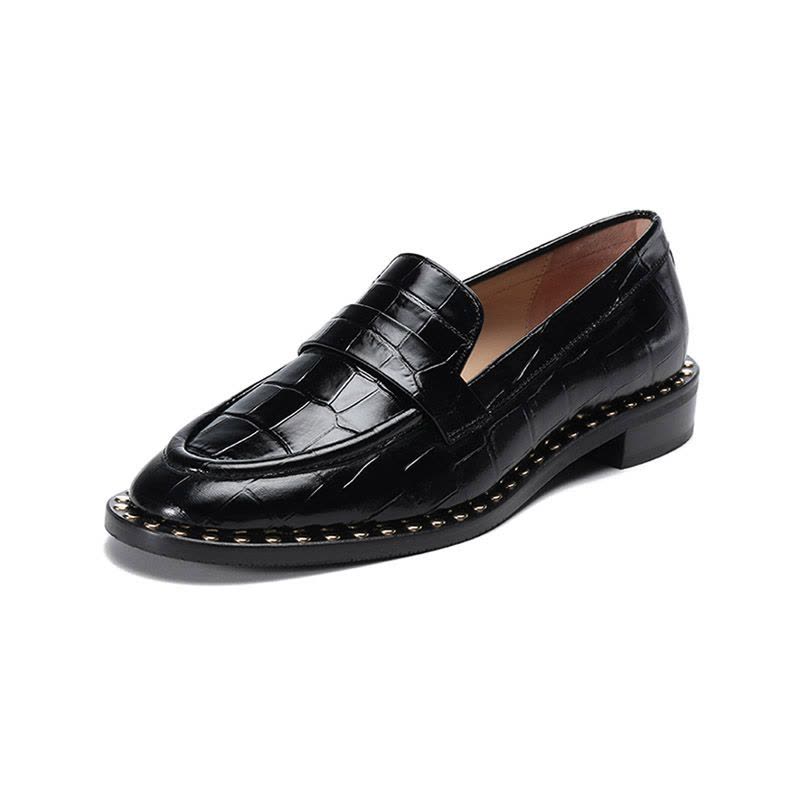 斯图尔特·韦茨曼 STUART WEITZMAN 女士皮革铆钉装饰平底单鞋乐福鞋皮鞋PALMER LOAFER图片