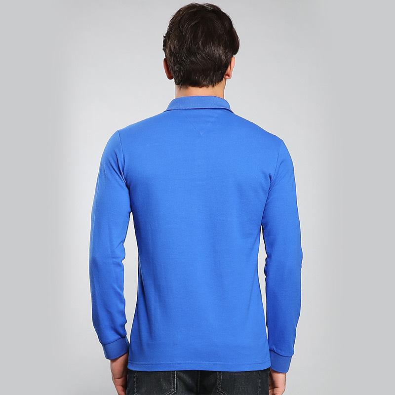 FORTEI富铤长袖T恤男士翻领Polo纯色休闲棉质长袖打底衫