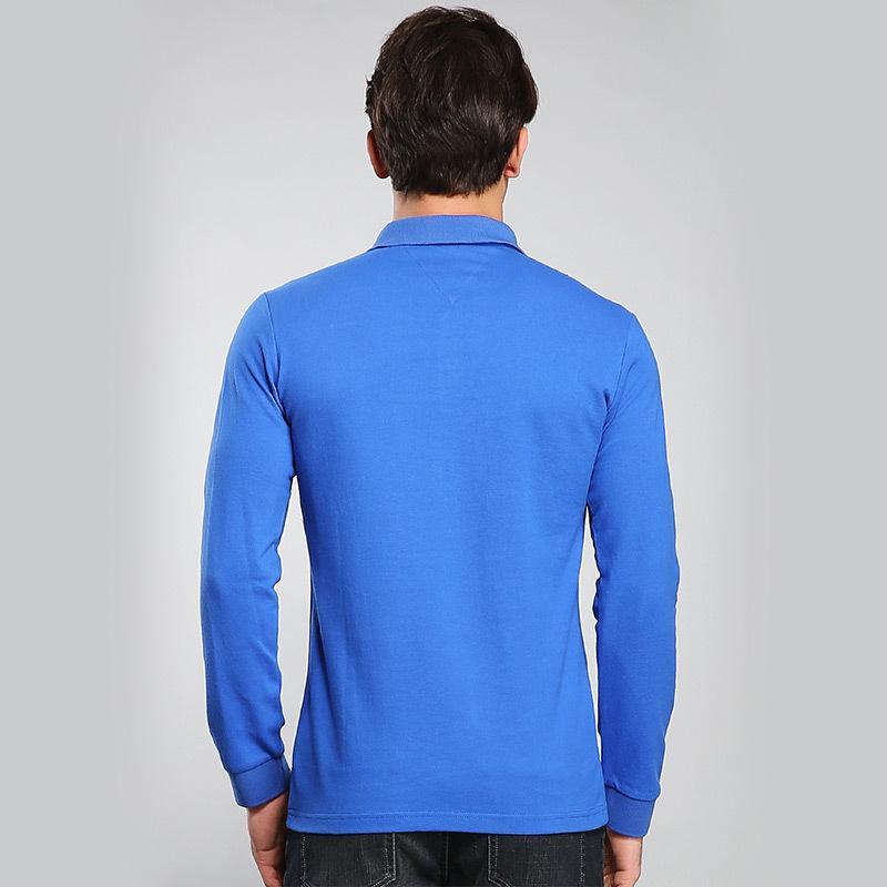 FORTEI富铤长袖T恤男士翻领Polo纯色休闲棉质长袖打底衫