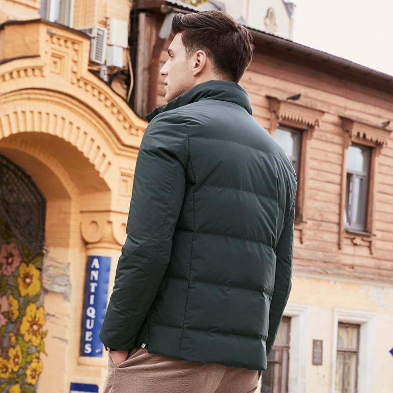 千纸鹤短款加热羽绒服男2019冬季新款韩版休闲男士连帽外套60263