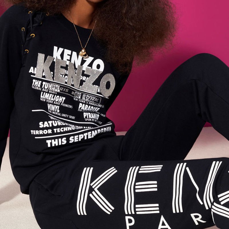 KENZO/高田贤三 纯棉黑色字母LOGO休闲裤卫裤女2PA722 952 99