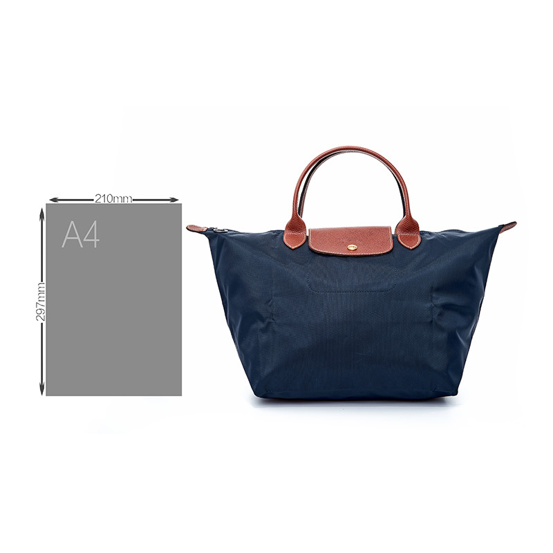 珑骧 LONGCHAMP 奢侈品 女士 蓝色中号织物短柄可折叠手提饺子包LL1623 089 P68