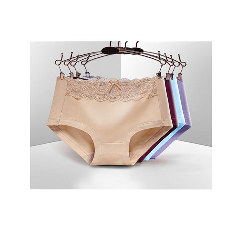 品彩(pincai)【一条装】莫代尔蕾丝边中腰女士三角裤 性感蝴蝶结收腹