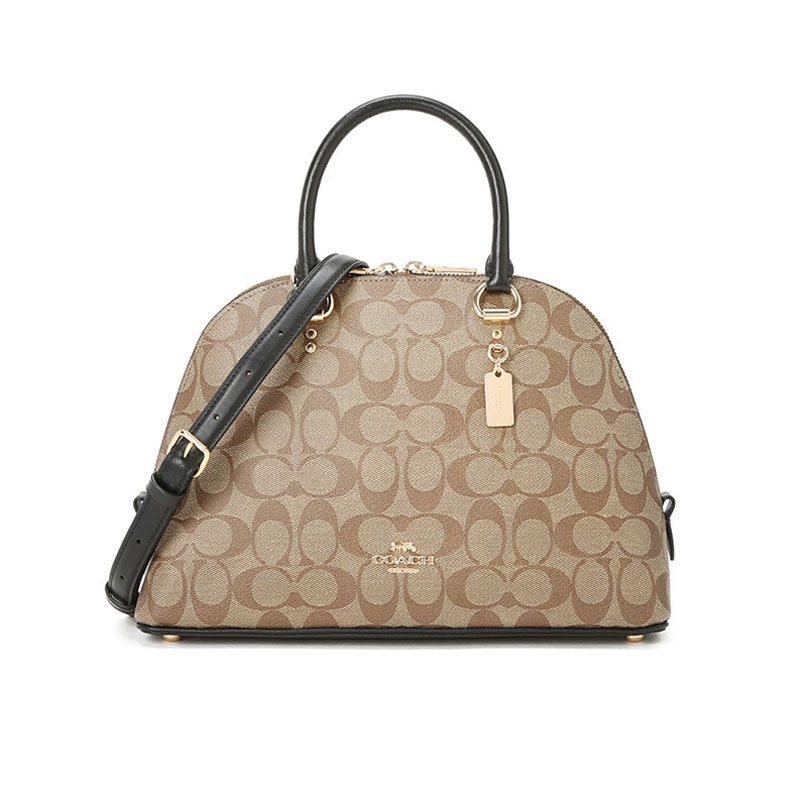 COACH 蔻驰SIERRA SATCHEL 女士斜挎包 贝壳包 字母马车标织物F2558金扣
