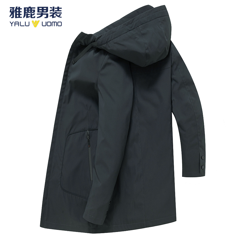雅鹿男装2019春季新款中长款男士外套连帽商务休闲帅气上衣1901