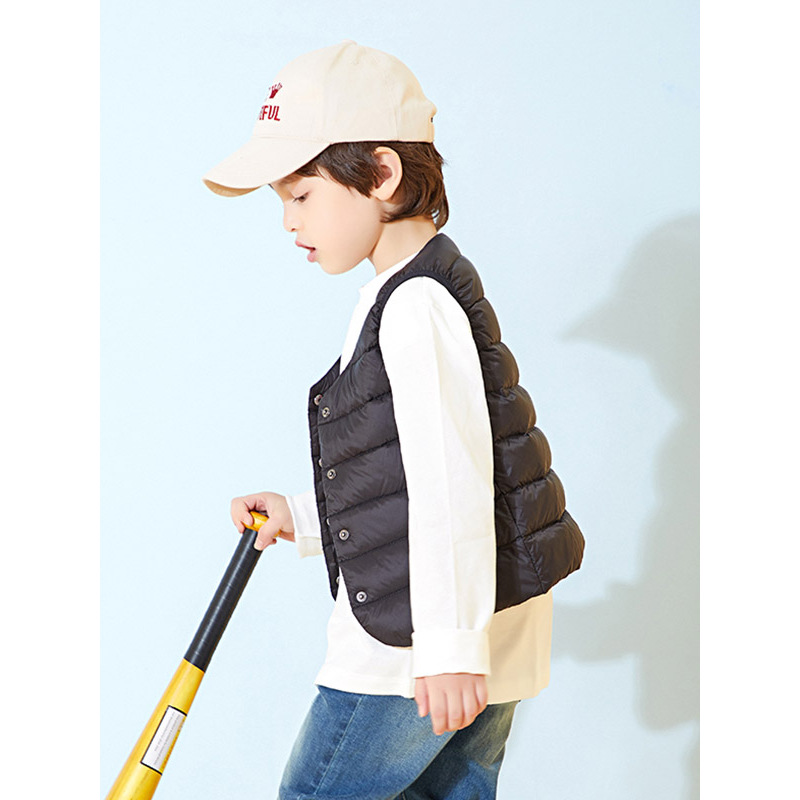 千仞岗2019新品童装羽绒马甲纯色甜美轻薄羽绒服239800