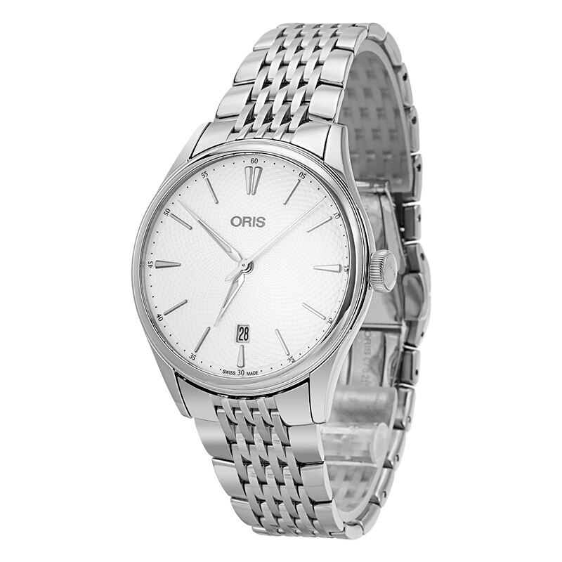 oris豪利时瑞士手表文化系列艺术家日历白盘钢带自动机械男士手表