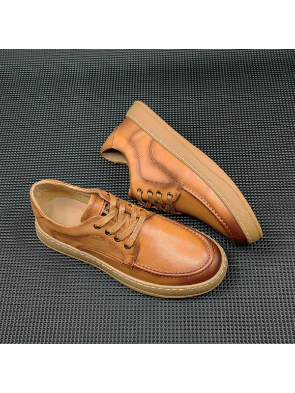 男士真皮休闲鞋男百搭潮流男鞋欧洲站复古擦色伐木鞋板鞋男款潮鞋