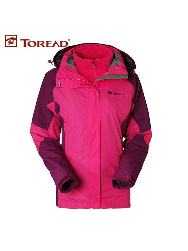 探路者秋冬女子户外三合一套绒冲锋衣防风保暖两件套冲锋衣