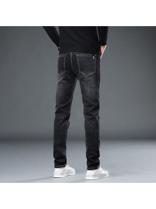 广州加厚男士牛仔裤高端轻奢修身弹力潮牌大码轻商务小直筒长裤男