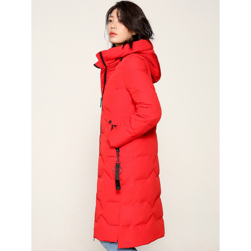 冰洁2018秋冬新款中长款羽绒服女时尚保暖连帽休闲外套女J80143032