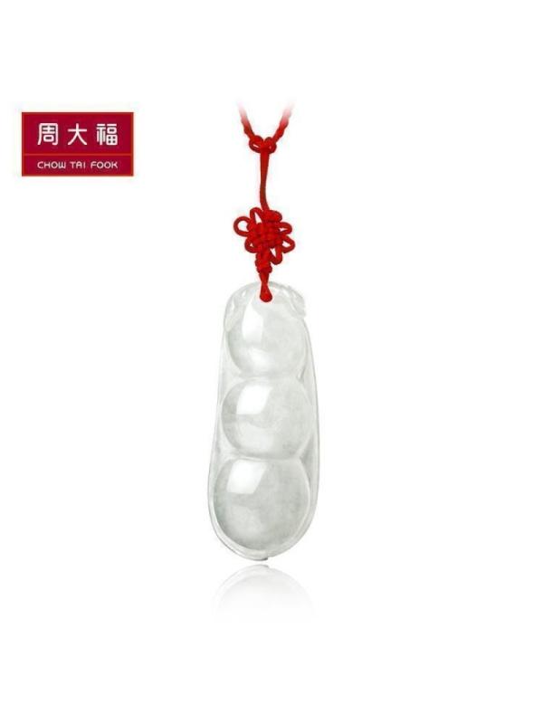 精品周大福珠宝首饰四季平安豆荚翡翠玉坠K63235
