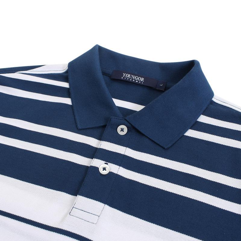 雅戈尔polo衫官方正品男士休闲双珠地水柔棉条纹短袖t恤