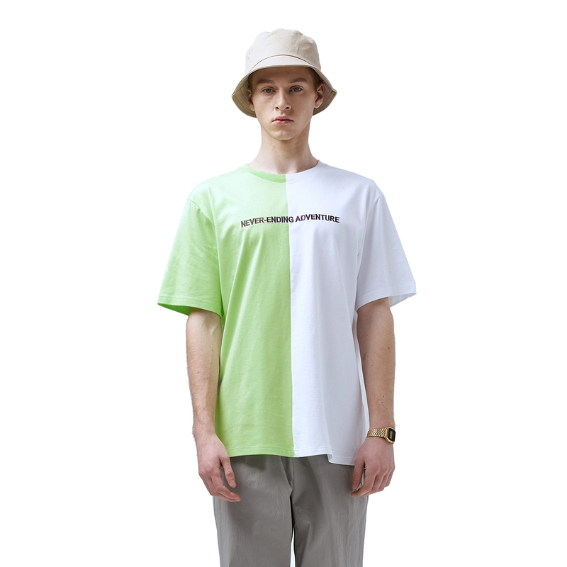 黑鲸两色镶拼短袖T恤男2019夏季休闲套头上衣男CNTBJ29094A