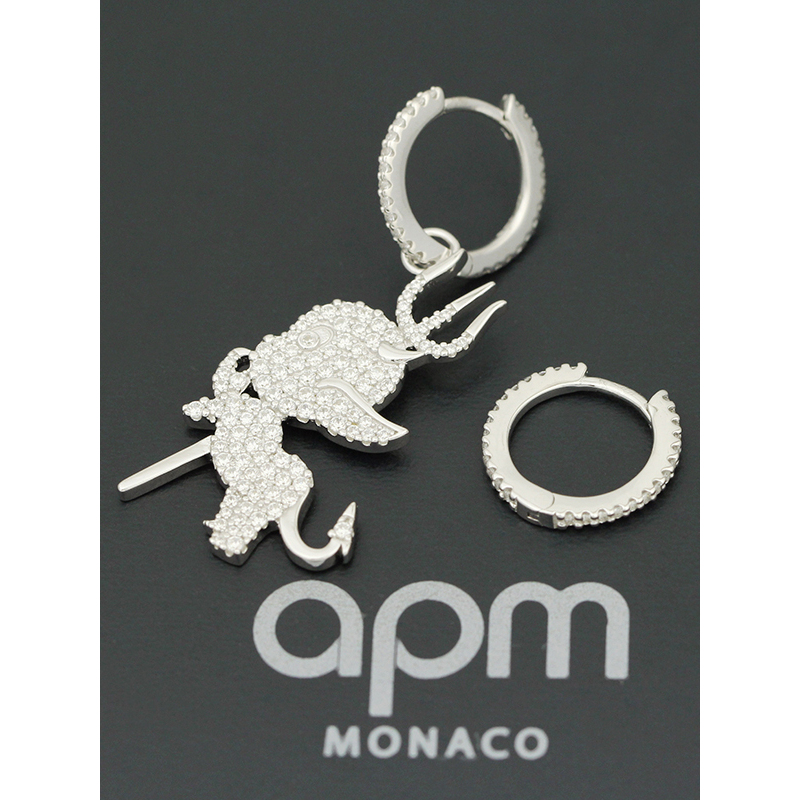 【apm MONACO】不对称爱神丘比特耳环S925银耳饰时尚穿孔耳坠女士饰欧美风格情人节