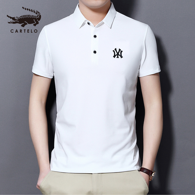 卡帝乐鳄鱼(CARTELO)夏季男士短袖修身翻领POLO衫男士韩版体恤上衣潮流男