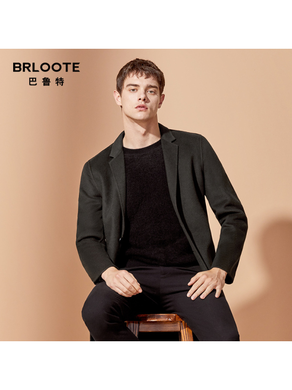 Brloote/巴鲁特双面呢大衣男中长款时尚休闲毛呢外套2019秋冬高品质羊毛上衣