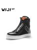 WIJI女士高帮鞋韩版秋季新款潮流平底时尚休闲鞋白色百搭高帮板鞋