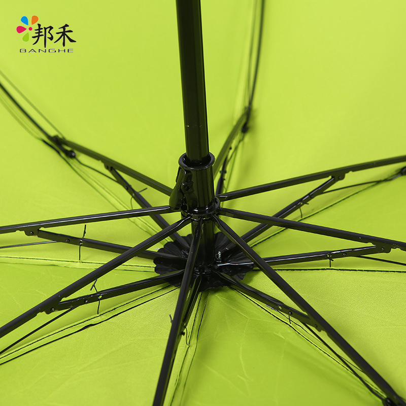 邦禾小黑伞晴雨伞太阳伞女防晒遮阳伞防紫外线黑胶女神折叠两用