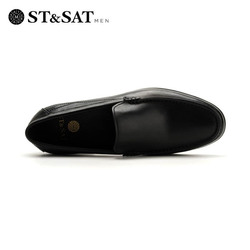 星期六(ST&SAT)男鞋牛皮革圆头低跟方跟商务休闲鞋SS81125415图片