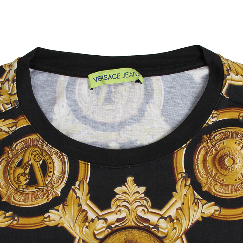 VERSACE 范思哲 奢侈品 男士黑色圆领短袖T恤衫 B3GNA75636069899