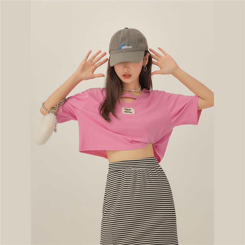 OtherMix贴布时尚t恤女2021年夏季新款设计感小众宽松短袖上衣潮