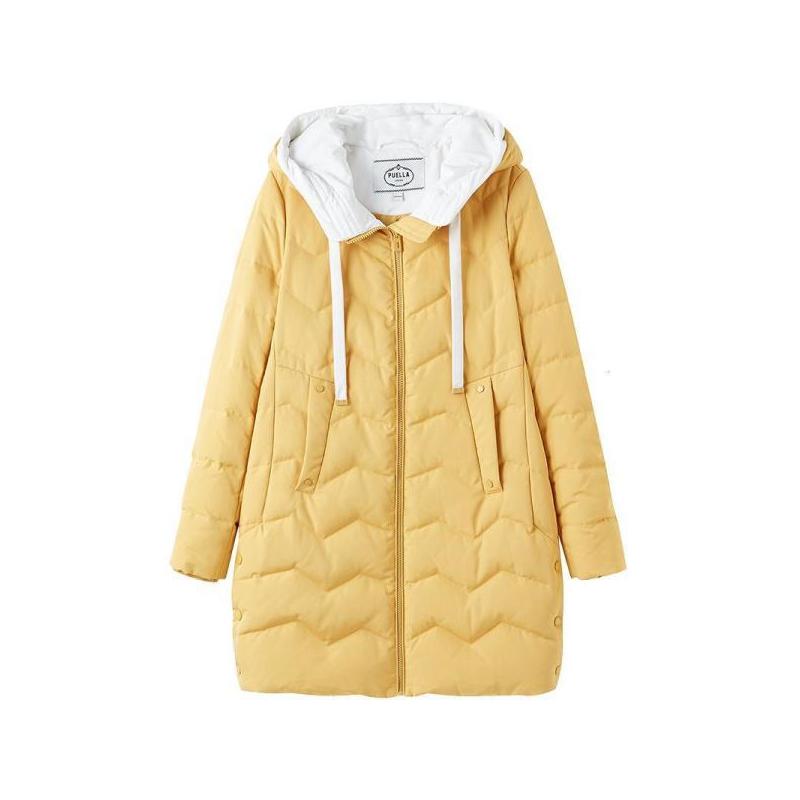 拉夏贝尔流行羽绒服时尚2019冬新款学生中长款过膝外套女20012304