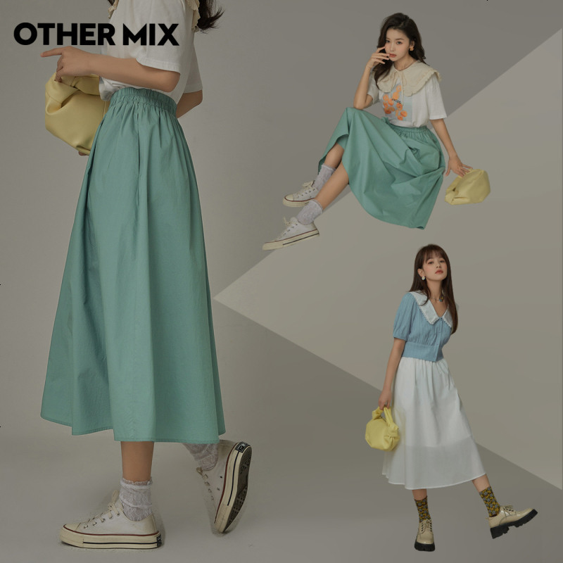 OtherMix蓝天白云初恋裙2021年夏季新款女中长显瘦a字半身裙子潮