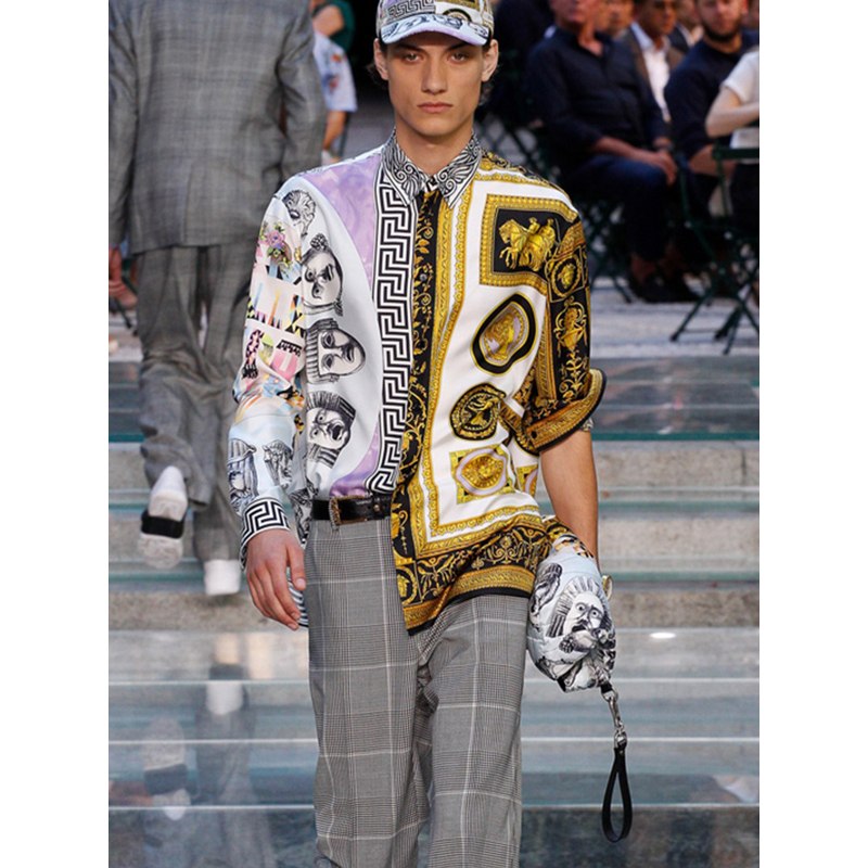 范思哲/VERSACE 19春夏新品 男士长袖翻领衬衫 意大利 新款