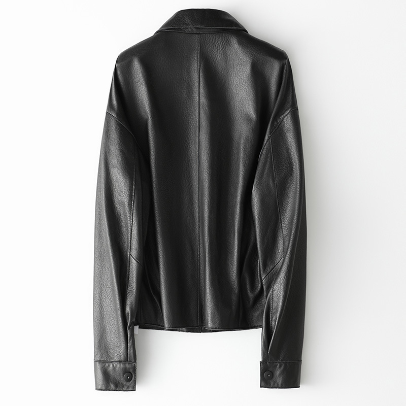海宁新款黑色时尚短款绵羊皮外套2020春秋真皮皮衣女w