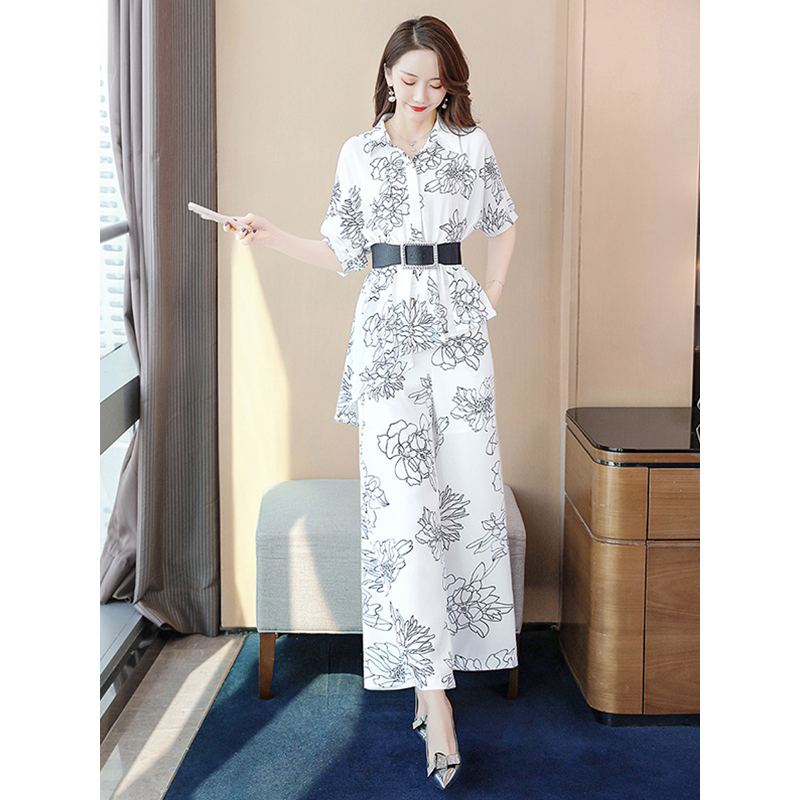 丝柏舍2020春季女装时尚简约气质上衣搭阔腿裤套装S01B0637N