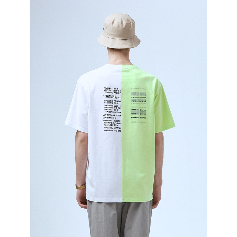 黑鲸两色镶拼短袖T恤男2019夏季休闲套头上衣男CNTBJ29094A