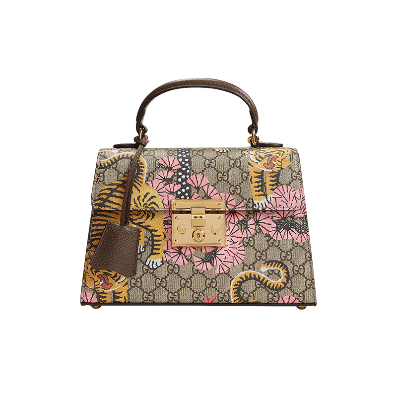gucci古驰帆布gg老虎欧美时尚女士印花手提包小最长边2030cm453188