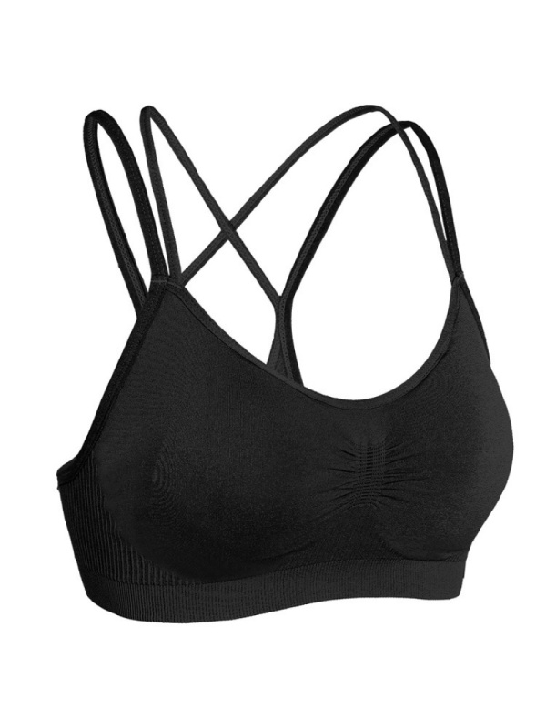 春夏无痕弹力吊带美背交叉文胸女无钢圈睡眠瑜伽跑步健身运动内衣