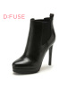 D：Fuse/迪芙斯短靴冬新款牛皮圆头超高细跟女鞋DF54115027