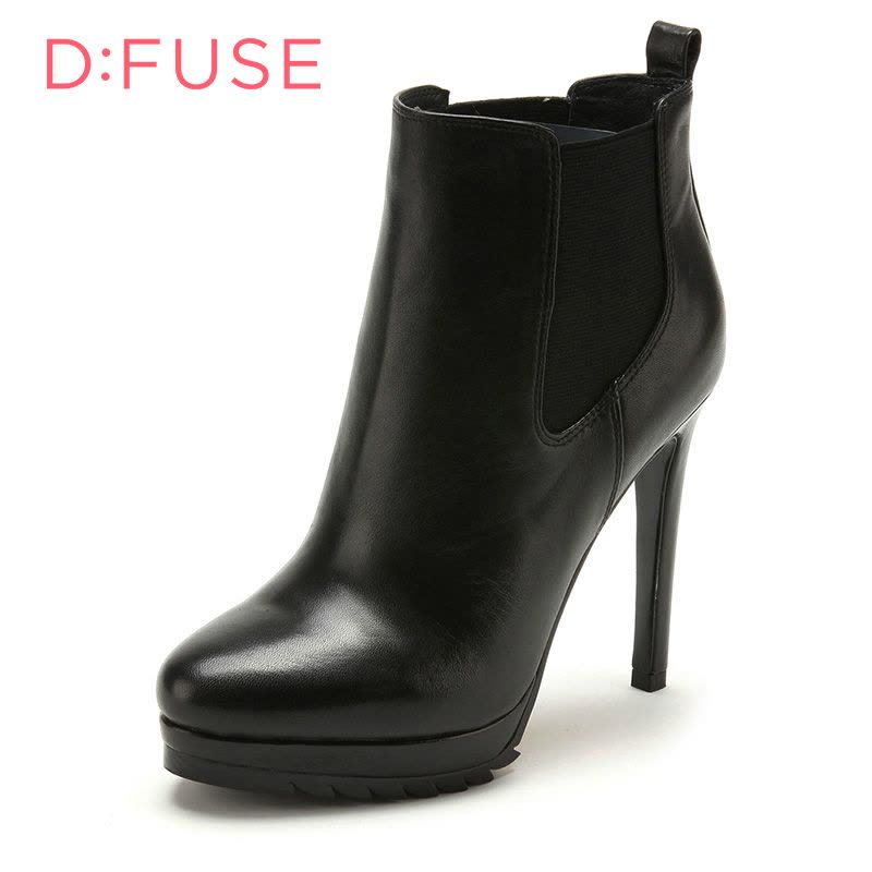 D：Fuse/迪芙斯短靴冬新款牛皮圆头超高细跟女鞋DF54115027图片