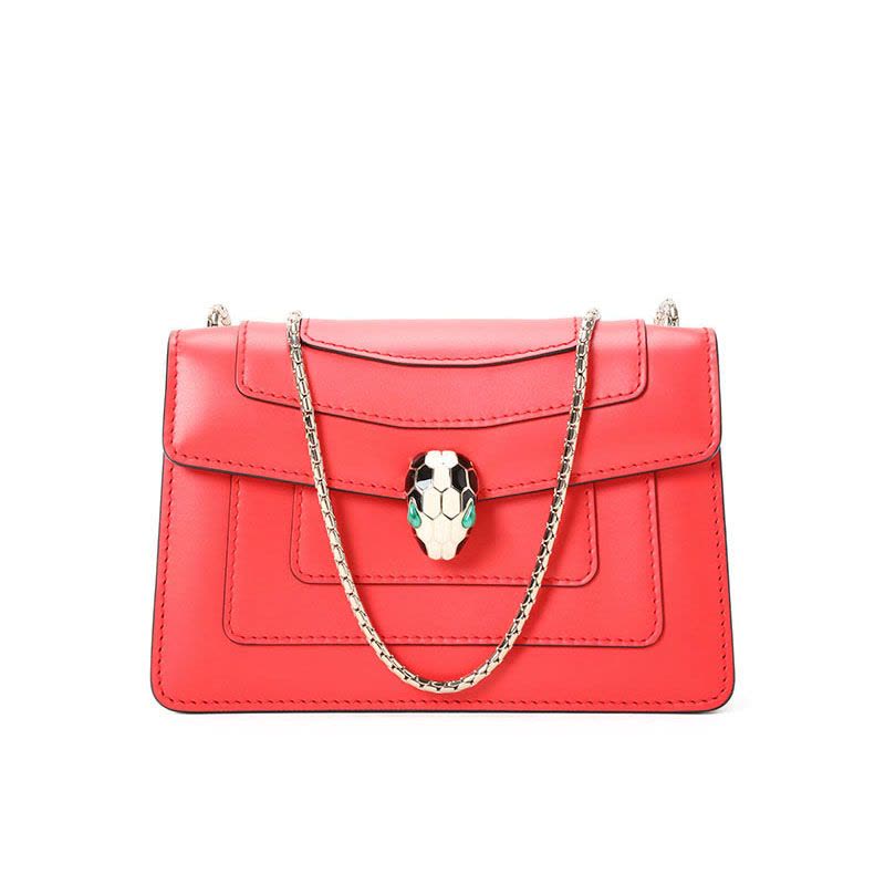 BVLGARI 宝格丽 Serpenti Forever 斜挎包 单肩包 链条包 经典蛇头光面皮288042金扣图片