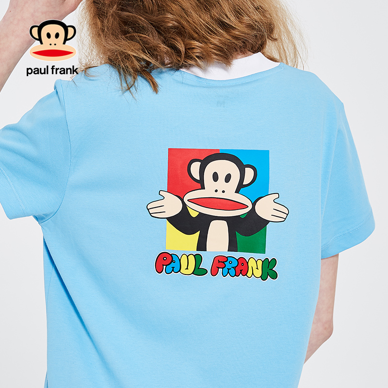 Paul Frank/大嘴猴2019夏季新款T恤女纯色韩版小清新上衣短袖夏装