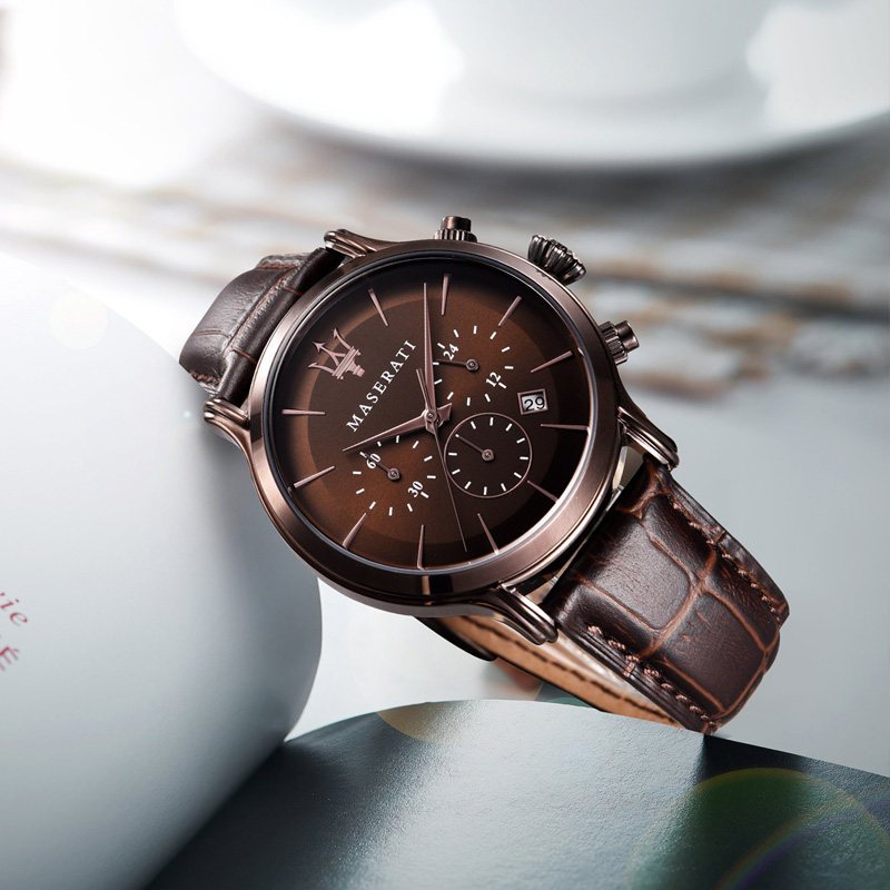玛莎拉蒂maseratiepoca系列手表男士黑金表盘欧美潮流石英手表r88