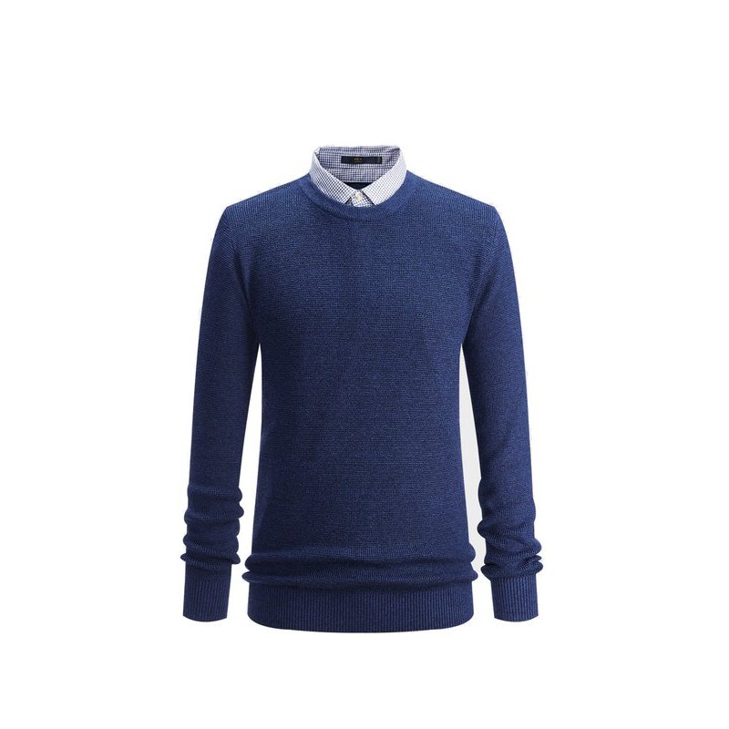 hla海澜之家基础纯色款双领针织衫2018冬季套头假两件男hntjd4e167a