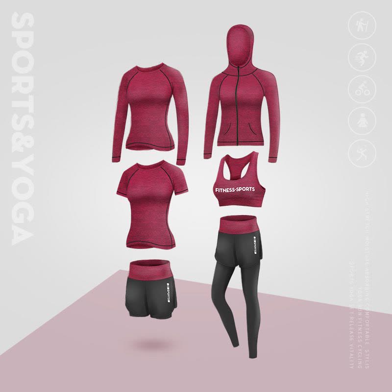 CeenBulled运动套装暴汗服女健身房春季跑步休闲速干五件套初学者时尚瑜伽服图片