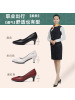 2023新款秋季软皮尖头不磨脚软面厚底工作职业女鞋黑色低跟女单鞋