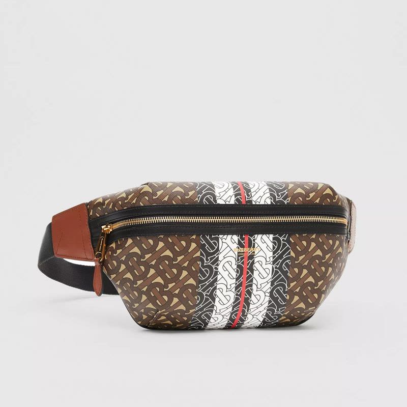 预订BURBERRY/博柏利 中号专属标识条纹环保帆布腰包斜挎包 31*7.5*16CM图片